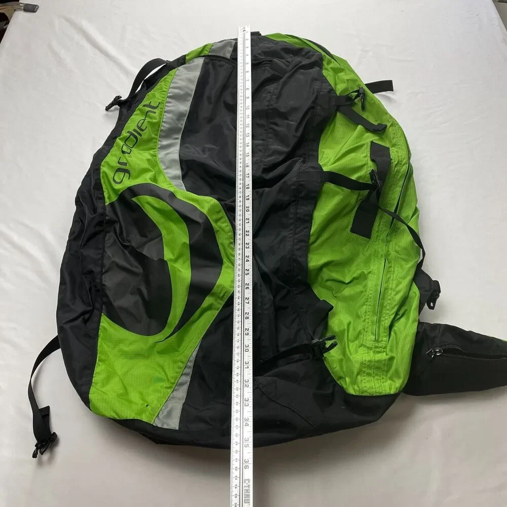 Gradient Mountaineering Trail Backpack Hiking Black Green Pockets Padded Straps